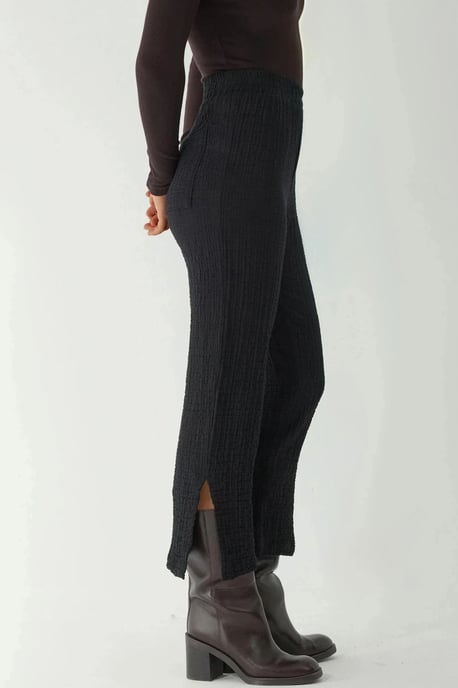 Premium High Waist Textured Straight Leg Pants - Image 2