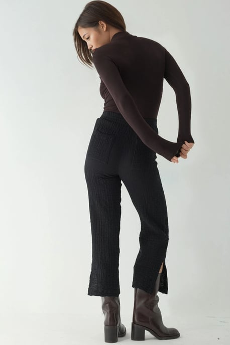 Premium High Waist Textured Straight Leg Pants - Image 3