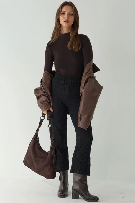 Premium High Waist Textured Straight Leg Pants - Image 5