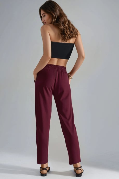Modal Touch Elastic Waist Carrot Fit Jogger Pants - Image 3