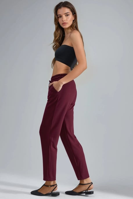 Modal Touch Elastic Waist Carrot Fit Jogger Pants - Image 4