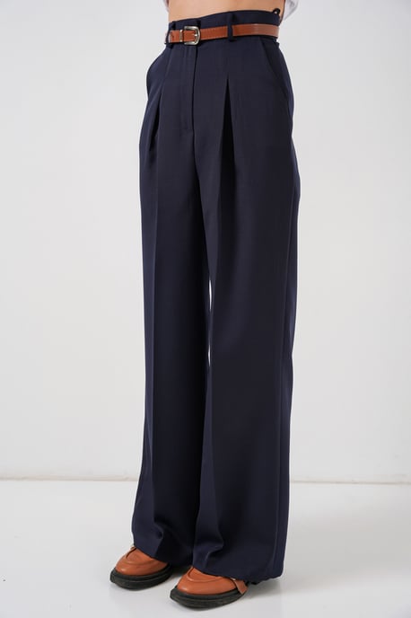 Hoge Taille Plissé Palazzo Broek - Image 2