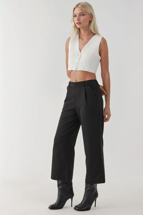 Button Detail High Waist Pants - Image 2