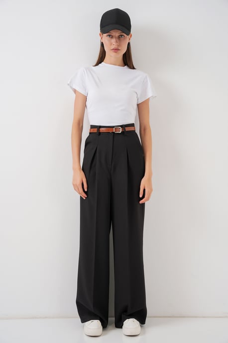High Waist Pleated Palazzo Pants - Image 3