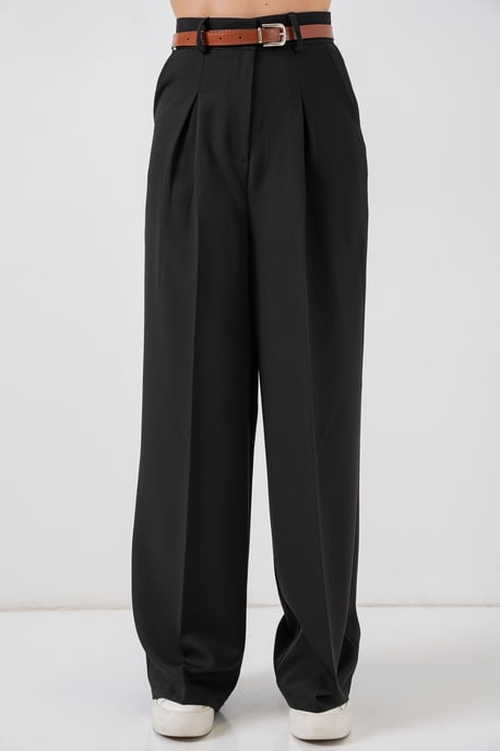 High Waist Pleated Palazzo Pants - Image 4