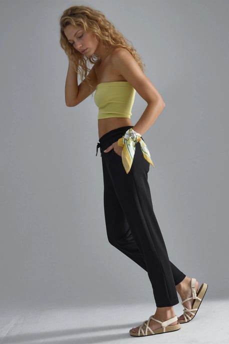 Modal Touch Elastic Waist Carrot Fit Jogger Pants - Image 2