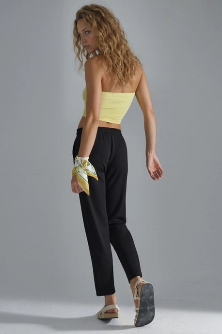 Modal Touch Elastic Waist Carrot Fit Jogger Pants - Image 3