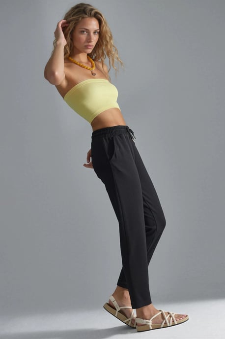 Modal Touch Elastic Waist Carrot Fit Jogger Pants - Image 5