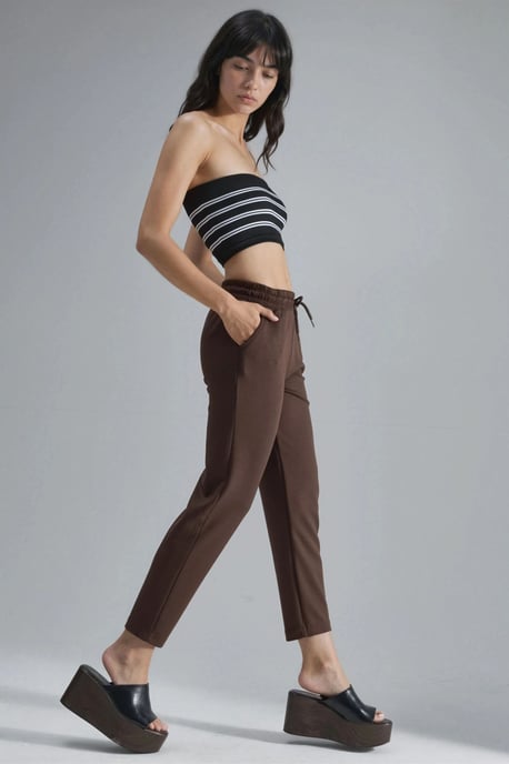 Modal Touch Elastic Waist Carrot Fit Jogger Pants - Image 2