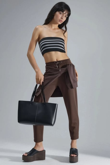Modal Touch Elastic Waist Carrot Fit Jogger Pants - Image 4