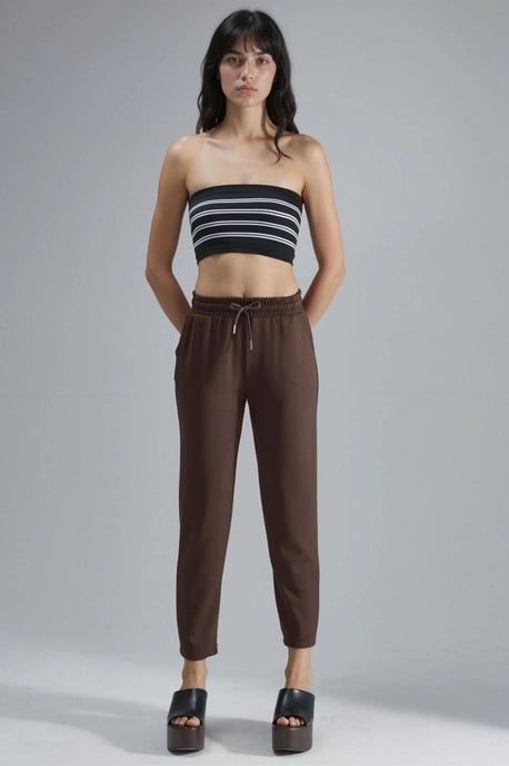 Modal Touch Elastic Waist Carrot Fit Jogger Pants - Image 6