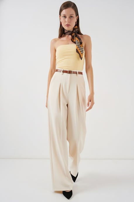High Waist Pleated Palazzo Pants - Image 1