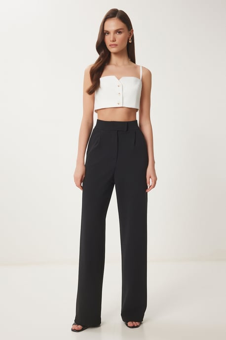 High Waist Textured Palazzo Pants - Image 1