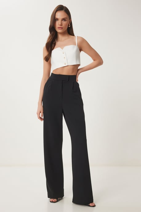 High Waist Textured Palazzo Pants - Image 2