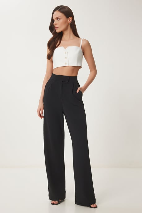 High Waist Textured Palazzo Pants - Image 3