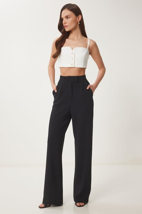 High Waist Textured Palazzo Pants - Image 4