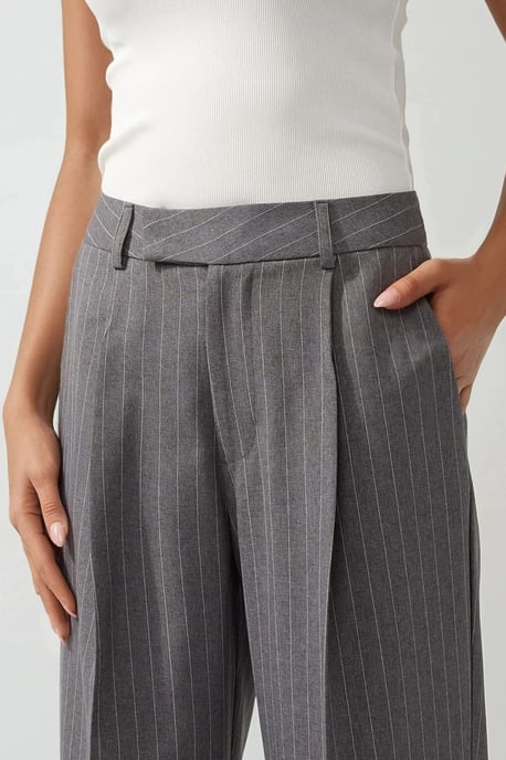 Pleated Striped Straight Leg Pants - Image 3