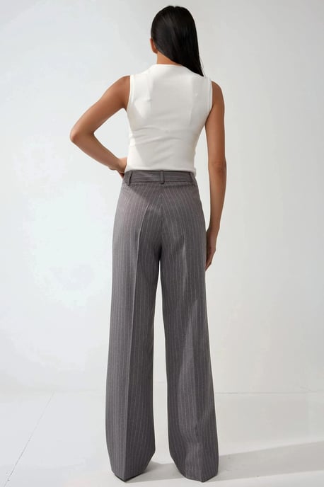 Pleated Striped Straight Leg Pants - Image 4