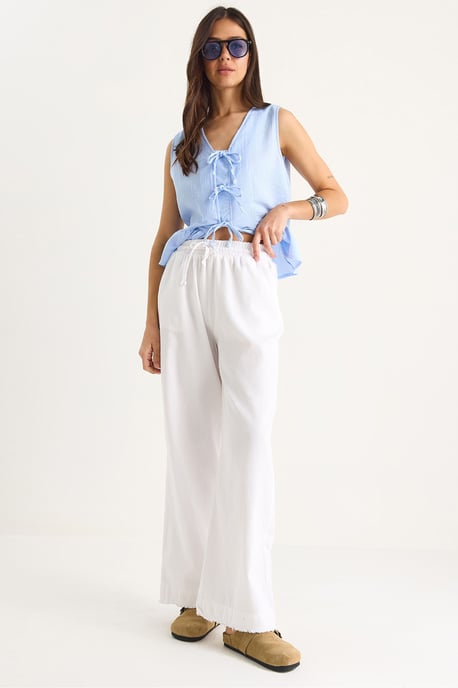 Elastic Waist Straight Leg Pants - Image 1