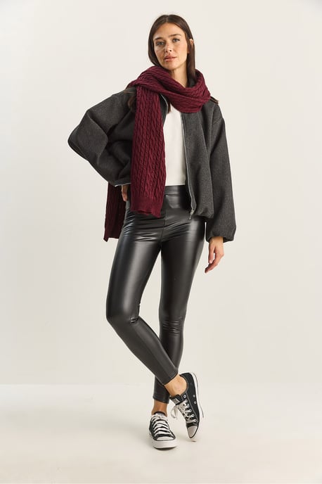 Elastic Waist Faux Leather Skinny Pants - Image 2