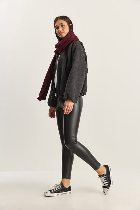 Elastic Waist Faux Leather Skinny Pants - Image 3
