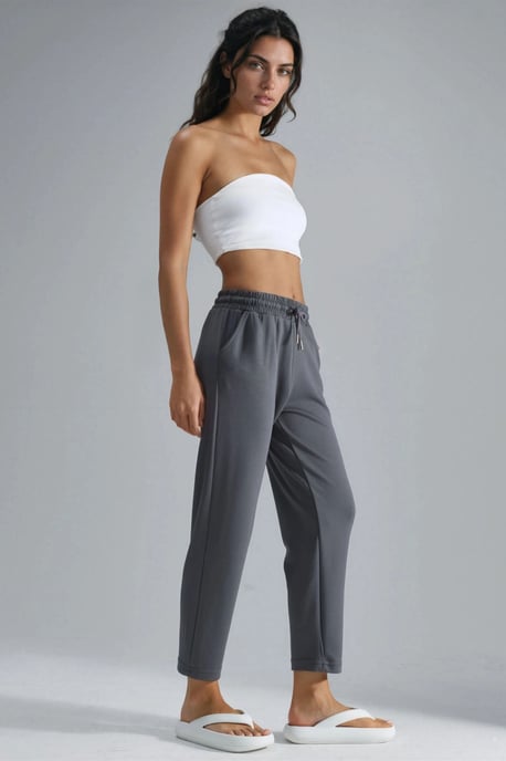 Modal Touch Elastic Waist Carrot Fit Jogger Pants - Image 2