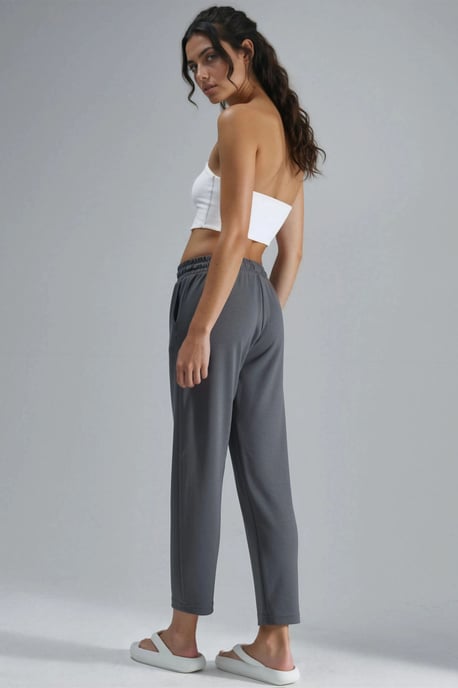 Modal Touch Elastic Waist Carrot Fit Jogger Pants - Image 3