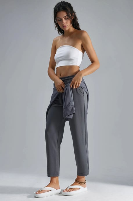 Modal Touch Elastic Waist Carrot Fit Jogger Pants - Image 4