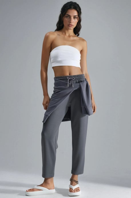 Modal Touch Elastic Waist Carrot Fit Jogger Pants - Image 6
