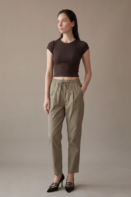 Enkel lengte broek met trekkoord in de taille en zak - Image 5