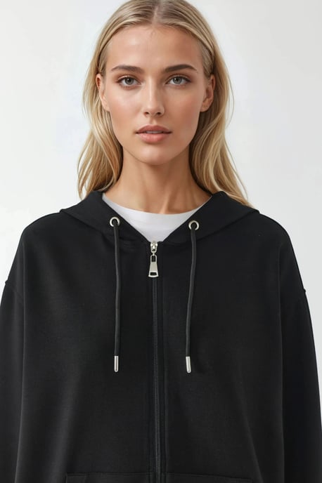 Hoodie med huva och lång ärm med dragkedja - Image 6