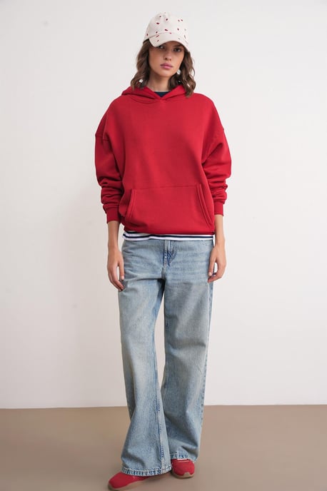 Oversized Hooded Sweatshirt with Pocket - Image 2