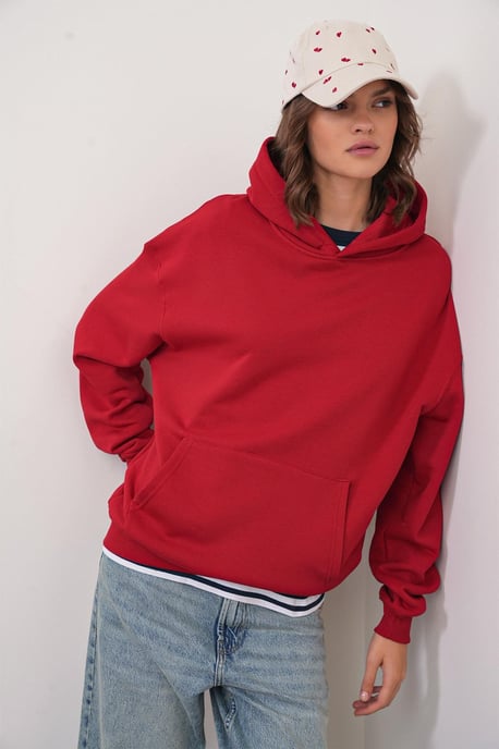 Oversized Hooded Sweatshirt with Pocket - Image 3