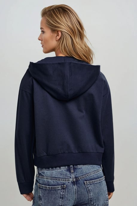 Oversizes Hooded Zip-Up Knitted Sweatshirt - Image 3