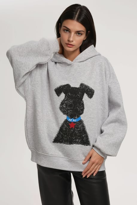 Oversized Printed Hooded Sweatshirt - Image 1