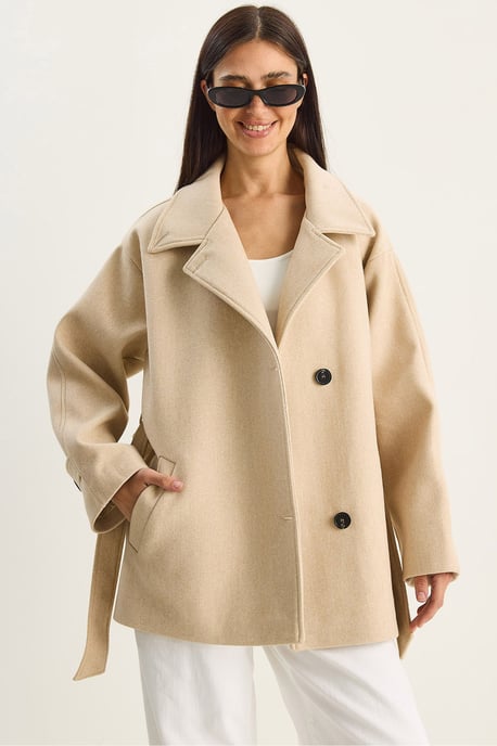 Oversized Midi Jas met Knopsluiting - Image 1