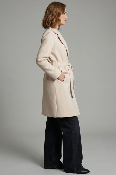 Belted Midi Coat with Jacket Collar - Image 3