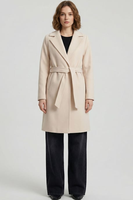 Belted Midi Coat with Jacket Collar - Image 4