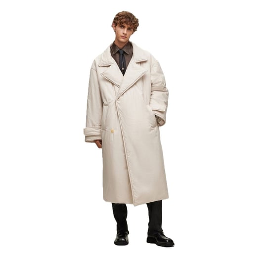 Men's Boss Icebreaker Solid Patterned Full Zipper Lapel Collared Coat in Light/Grey - Image 1