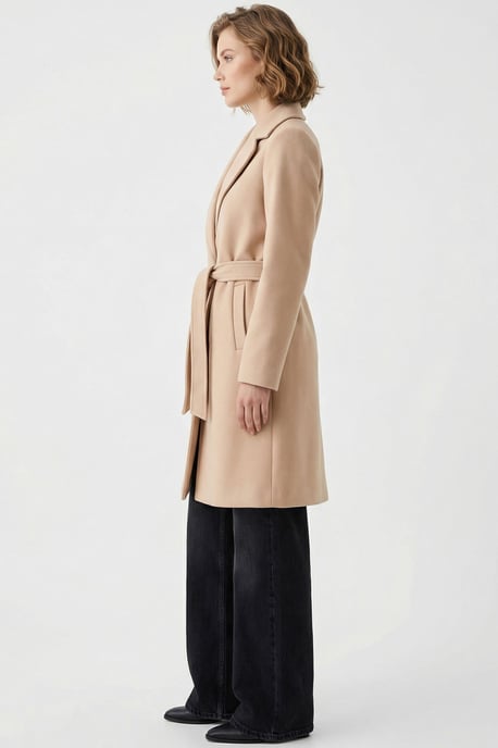 Geknoopte Midi Coat met Jas kraag - Image 2
