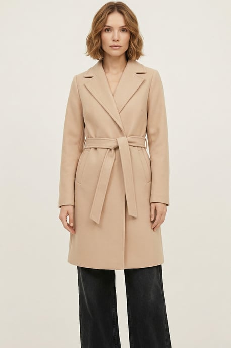 Geknoopte Midi Coat met Jas kraag - Image 3