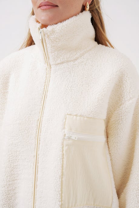 Pocket Gedetailleerde Oversized Pluchen Jas - Image 5