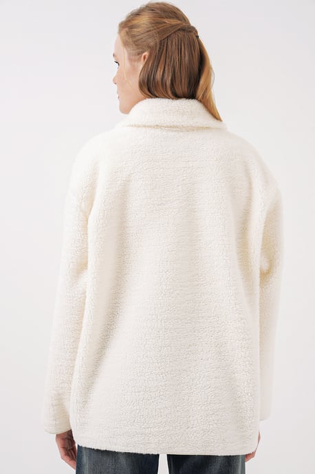 Pocket Gedetailleerde Oversized Pluchen Jas - Image 6