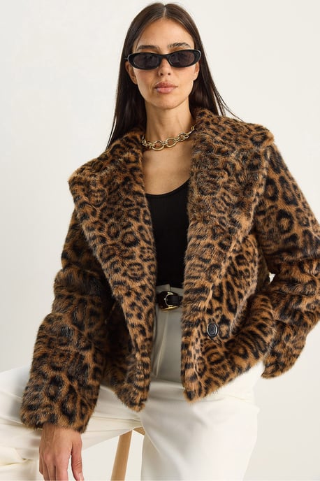 Overmaat Leopardprint Nepleren Jas - Image 1
