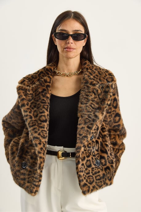 Overmaat Leopardprint Nepleren Jas - Image 4
