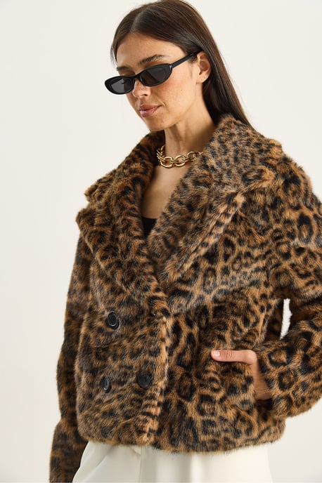 Overmaat Leopardprint Nepleren Jas - Image 5