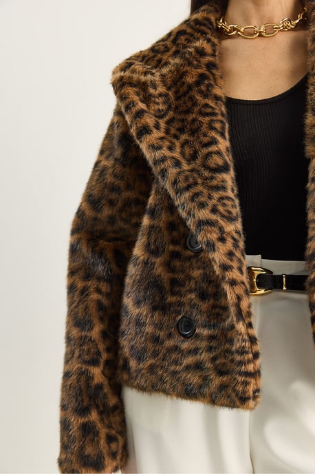 Overmaat Leopardprint Nepleren Jas - Image 6