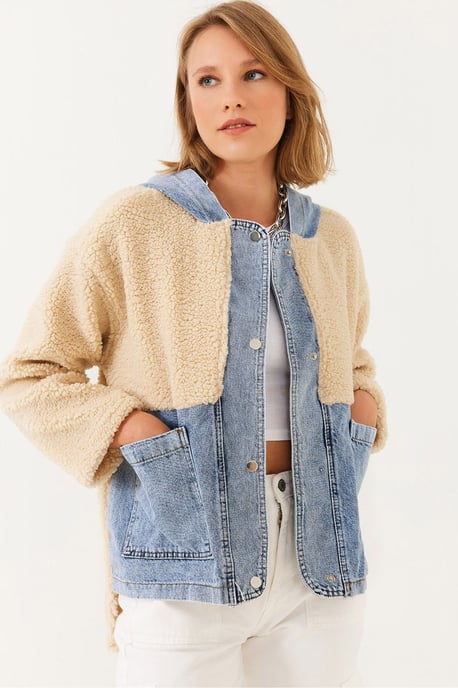 Hooded Faux-Fur Coat with Plush Lining - Image 1