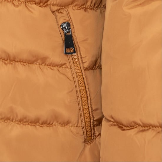 Women's I Saw It First Solid Patterned Hooded Snap Button Fur Trim Ribbed Cuff Parka Jacket in Yellow - Image 4