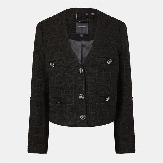 Women's Ted Baker Solid Patterned Hybrid Jacket in Black - Image 1
